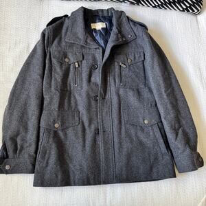 $295 Michael Kors Camden Field Gray Wool Coat Jacket Mens Sz Med Heavy Duty